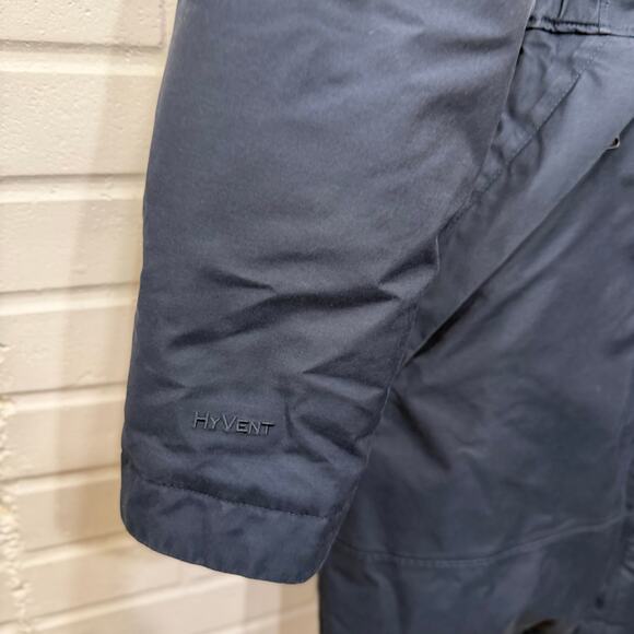 North Face Arctic Parka Down Jacket Navy Blue Faux Fur Hood Womens Med Winter - Picture 11 of 16